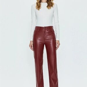 Pistola Cassie Burgundy “Carmine” Red Straight Leg Faux Leather Pant size 27